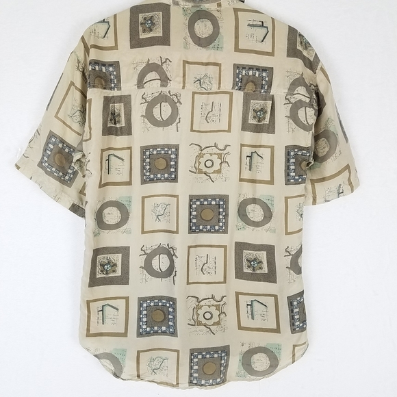 Vintage Desica 100% Silk Button Front Printed Short Sleeve Shirt Top Large - Picture 5 of 10